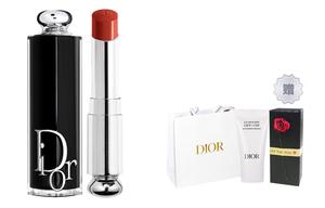 DIOR Черная помада-блеск для губ с глянцевым финишем, блестящая и прозрачная, 3.2г + очищающее средство water lily, 5мл, подарок для девушки