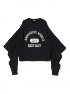 Свитшот с графическим принтом и драпированными рукавами Undercover, синий