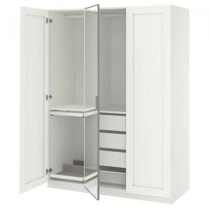 Гардероб PAX/KAMMARTORP/GULLABERG IKEA, 150x60x201 см, цвет white mirror glass/grey white