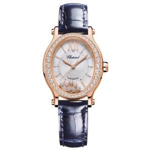 Часы женские с автоподзаводом Chopard Happy Sport Collection, диаметр 31.3 мм, серебристый циферблат, ремешок из кожи крокодила