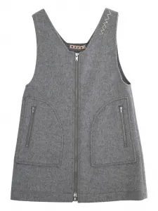 Платье без рукавов с вышитым логотипом Marni Kids, серый