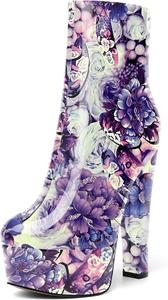 Женские сапоги AMBELIGHT на платформе, с круглым носком, для улицы, с молнией, на устойчивом высоком каблуке, по щиколотку, 15,2 см, Violette Blume