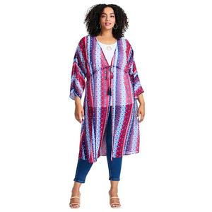 Женский плюс сайз запашной кардиган Avenue, Americana Geo Stripe