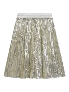 Плиссированная юбка с пайетками Michael Kors Kids, золотой