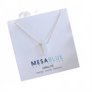 Женское прямоугольное ожерелье с опалитом в золотом/белом цвете Mesa Blue, золотой/белый