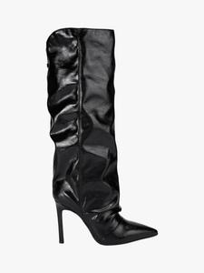 Французские лаковые гофрированные ботинки до колена KG Kurt Geiger, Black