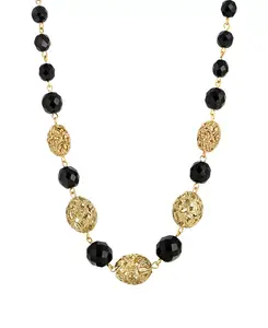 Ожерелье из филигранных бусин и черного бисера 2028, black