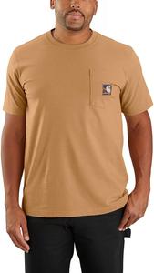 Мужская футболка Carhartt 106532 свободного кроя с коротким рукавом и камуфляжной нашивкой на кармане, Hickory Nut Heather