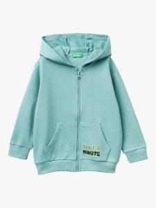 Детская хлопковая толстовка с принтом и молнией Benetton, Green