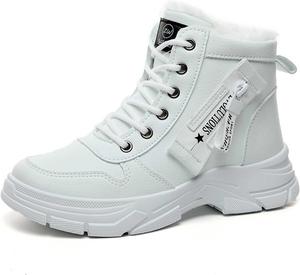 Зимние женские ботинки водонепроницаемые с утеплителем из меха, теплые походные туфли, легкие наружные ботинки до щиколотки для снега, для треккинга и прогулок Generic, #A03-White
