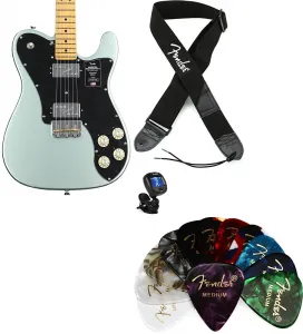 Fender American Professional II Telecaster Deluxe - Mystic Surf Green с грифом из клена. Комплект с ремнем Fender 2" из полиэстера с логотипом - черный с белым логотипом... (4 товара)