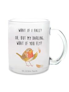 Кружка с перьями малиновки и прозрачной надписью Mr. & Mrs. Panda
