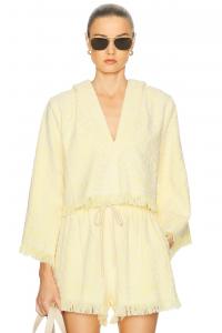 Coco Towelling Hooded Топ Zimmermann, Yellow & Cream
