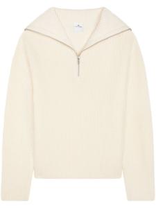 Courrèges свитер в рубчик с капюшоном, нейтральный цвет