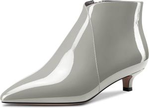 Женские ботильоны Aachcol с коротким голенищем, заостренным носком, низким каблуком-кисочкой с молнией, деловая обувь высотой 3,8 см, Cinza