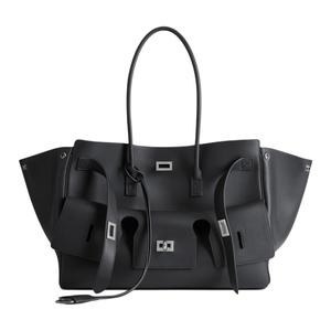 Bel Air кожаная сумка-тоут из коровьей кожи, шоппер, женская сумка среднего размера черный цвет Balenciaga, Set (Bag+Dust Bag)