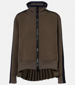 Жакет в технике матлассе и с узором "ёлочка" Sacai, хаки