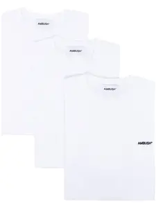 Комплект из трех футболок с вышитым логотипом AMBUSH, белый