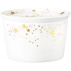 Сервировочная чаша Liberty - Golden Stars 1 шт. из фарфора, емкость для печенья, миска для печенья, чаша с крышкой, 14 x 9 см Seltmann Weiden, белый/золотистый