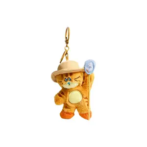 Dolls and bears dance Кулон плюшевая кукла Chasing Butterfly Kitten Straw Hat Small Black Cat высота 12см