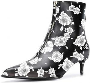 Женские ботильоны XYD с острым носком и низким каблуком, модные, на каблуке-кисточке, с двумя молниями, уютные короткие ботинки для платья, White Flower