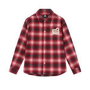 Palladium Рубашки унисекс, красно-белая клетка, воротник-стойка, умеренный крой