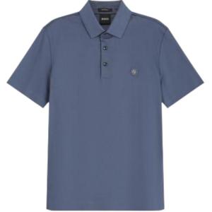 Футболка поло с двойным логотипом Boss HUGO BOSS, синяя