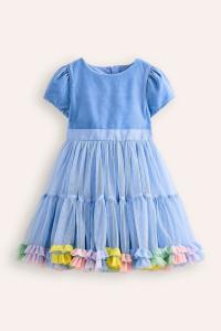 Платье Beth из тюля с бархатным лифом Boden, синий