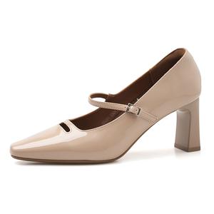 Массивные туфли на высоком каблуке 7 см Women's POOQ, Nude