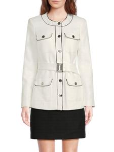 Куртка с поясом и накладными карманами Karl Lagerfeld Paris, цвет Soft Taupe Multi