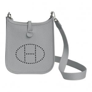 HERMES Кожаная сумка через плечо Evelyne Clemence Bullock женская облачно-дымчатая серая