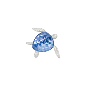 Брошь-Черепаха из белого золота 18 карат, бриллиантов, белого перламутра и горного хрусталя Vhernier