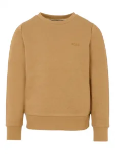 Толстовка с круглым вырезом и вышитым логотипом BOSS Kidswear, коричневый