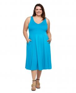 Платье миди без рукавов, приталенное и расклешенное, с карманами, больших размеров 24seven Comfort Apparel, Turq