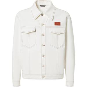 Джинсовая куртка оверсайз с нашивкой логотипом FENDI, белый