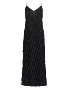 Платье-комбинация с бахромой Roberto Cavalli, черный