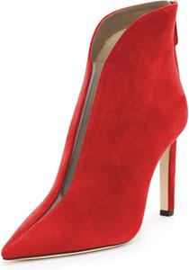Женские ботильоны YDN на каблуке-стилетто с заостренным носком, прозрачные PVC и замшевые с задней молнией, Red