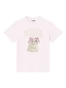 Футболка с круглым вырезом Ganni, розовый