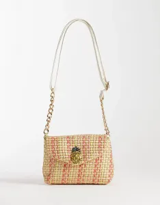 Розовая плетеная сумка через плечо New Look с ананасовым узором