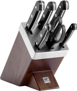 Набор самозатачивающихся ножей Zwilling Gourmet, 7 предметов, ножи и ножницы из специальной нержавеющей стали, пластиковая рукоятка, коричневый [Сделано в Германии]