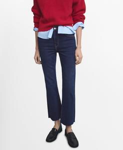 Женские укороченные джинсы-клеш цвета сиены MANGO, Dark Blue