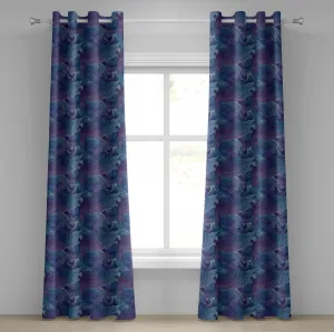 Абстрактная штора на люверсах ABAKUHAUS, принт с графическим арабесковым узором и узором пейсли, нарисованный вручную, этнический рисунок, декоративные двухпанельные шторы, 280 x 245 см, цвет: фиолетовый и синий