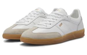 Кроссовки BOSS Embossed-logo Leather Sneakers, белый