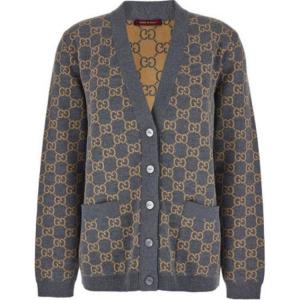 Реверсивный кардиган Gg Jacquard на пуговицах GUCCI, серый
