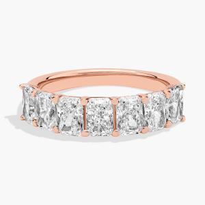 Кольцо с семью бриллиантами Radiant Lab Grown Stone из 14-каратного розового золота (3 карата Tw. - FG / VS2-SI1) Blue Nile