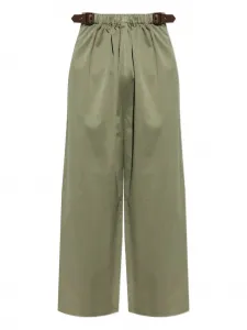 Плиссированные брюки с поясом Loewe, зеленый