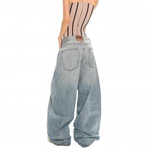 NEVER RULE Джинсы Unisex Blue Moderate Wide Leg