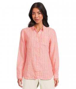 Рубашка L.L.Bean Premium Washable Linen Stripe Tunic Shirt, цвет Dark Salmon Stripe