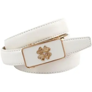 Кожаный ремень Anthoni Crown, автоматический ремень белого цвета с частично закрытой застежкой, белый