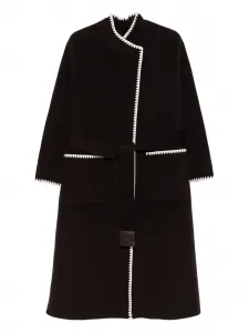 Пальто с фигурной отделкой и поясом Maje, коричневый